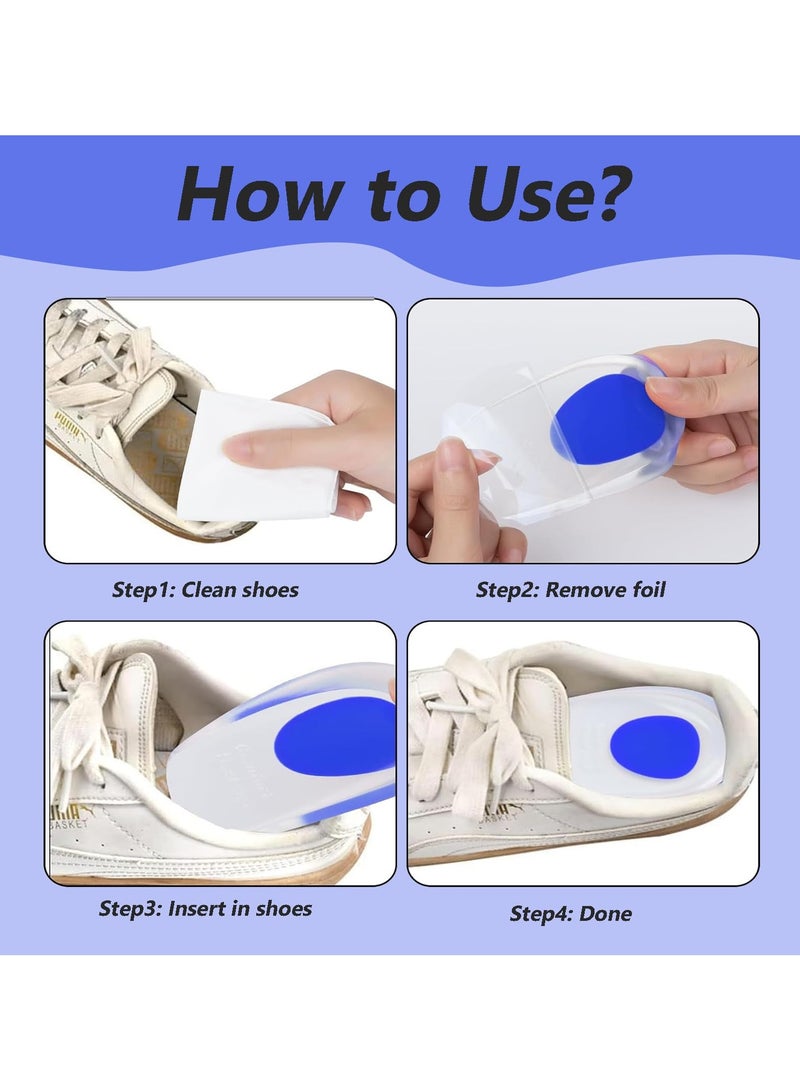 SANMUGEED 2 Pairs Silicone Gel Heel Cups & Cushion Pads for Plantar Fasciitis, Bone Spurs, Heel & Achilles Pain Relief, Unisex  - Image 4