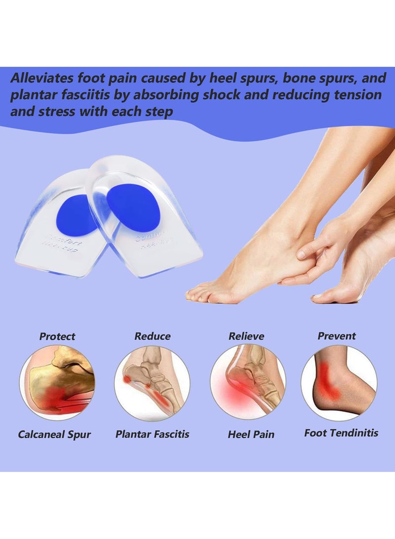 SANMUGEED 2 Pairs Silicone Gel Heel Cups & Cushion Pads for Plantar Fasciitis, Bone Spurs, Heel & Achilles Pain Relief, Unisex  - Image 2