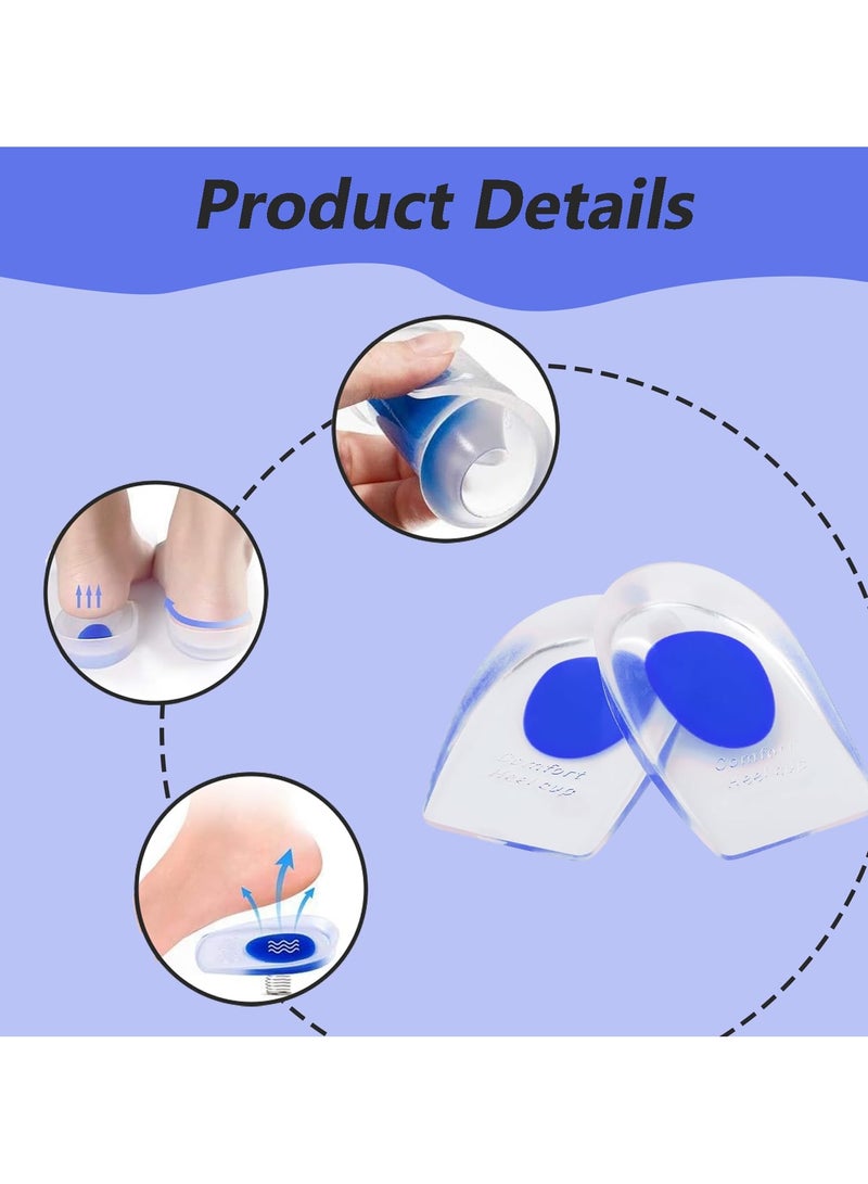 SANMUGEED 2 Pairs Silicone Gel Heel Cups & Cushion Pads for Plantar Fasciitis, Bone Spurs, Heel & Achilles Pain Relief, Unisex  - Image 3