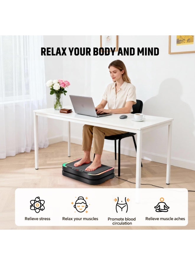 MUMO Vibration Plate Machine for Lymphatic Flow & Muscle Recovery, Vibration Fitness Platform with Bluetooth & LED Modes, 440 Lb Capacity & 200 Levels for Home Use - Image 4