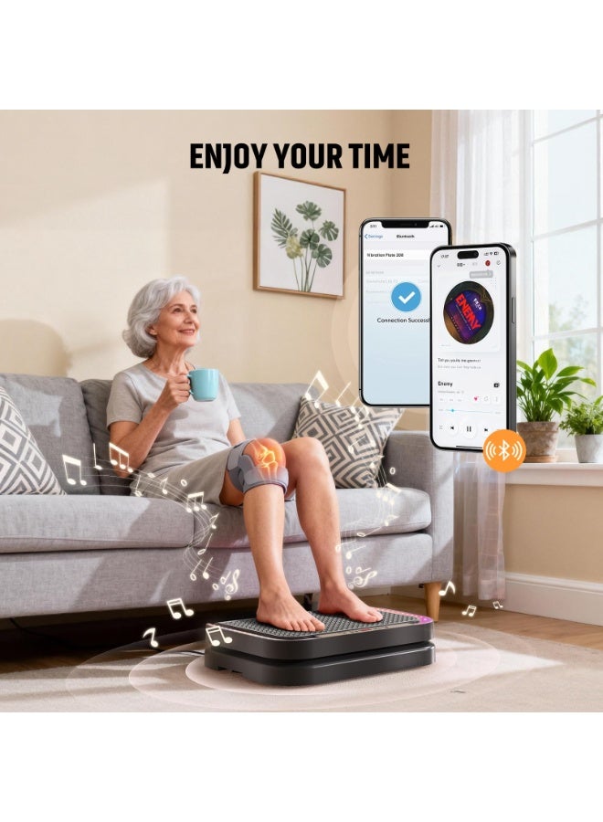 MUMO Vibration Plate Machine for Lymphatic Flow & Muscle Recovery, Vibration Fitness Platform with Bluetooth & LED Modes, 440 Lb Capacity & 200 Levels for Home Use - Image 3