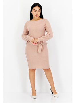 Mohito Women Belted Knitted Midi Dress, Pink  - Image 2