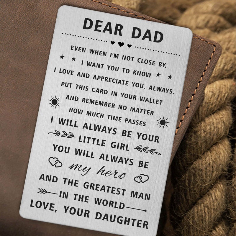 SOUSYOKYO Dad Gifts from Daughter, Happy Birthday Wallet Card for My Daddy, Personalized Long Distance Hero Dad Father Day Gifts, I love You Father Present Men, Easter Valentines Day - Image 5