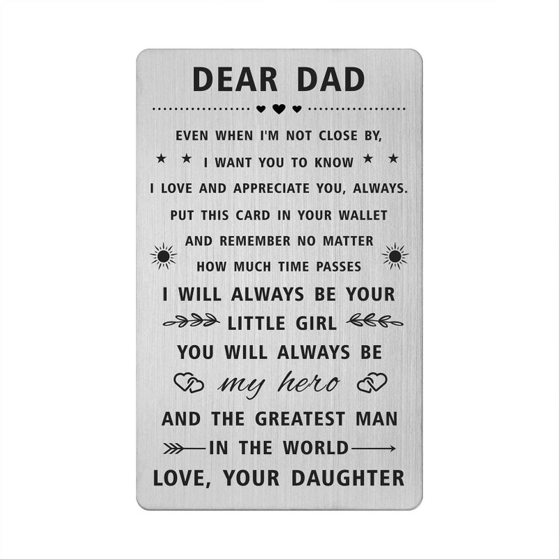 SOUSYOKYO Dad Gifts from Daughter, Happy Birthday Wallet Card for My Daddy, Personalized Long Distance Hero Dad Father Day Gifts, I love You Father Present Men, Easter Valentines Day - Image 1