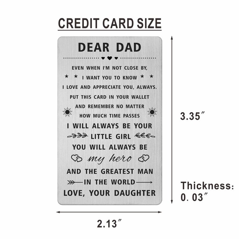 SOUSYOKYO Dad Gifts from Daughter, Happy Birthday Wallet Card for My Daddy, Personalized Long Distance Hero Dad Father Day Gifts, I love You Father Present Men, Easter Valentines Day - Image 2