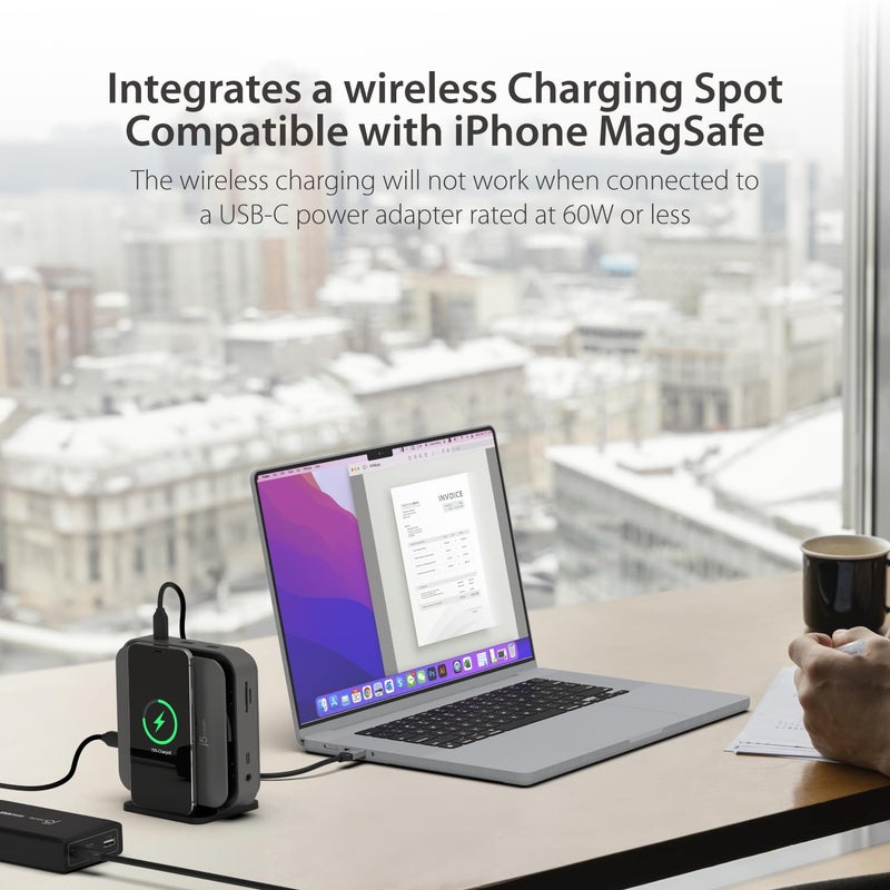 j5create USB-C Dock Dual 4K HDMI - Supports Dual Extended 4K Display for Windows and M1/M2/M3 MacBook, Built-in 15W Magnetic Wireless Charger, USB-A x 2, USB-C x 2, Gigabit ethernet (JCD3199) - Image 4