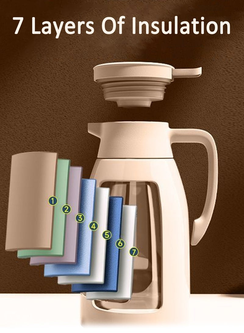 1L Large Capacity Thermos Bottle – 7-Layer Insulation for Long-Lasting Heat Retention, Dustproof Spout, Convenient Push-Button Pouring, Food-Safe Material, Perfect for Tea, Coffee, and Outdoor Activities(Light Coffee Color)  - Image 3