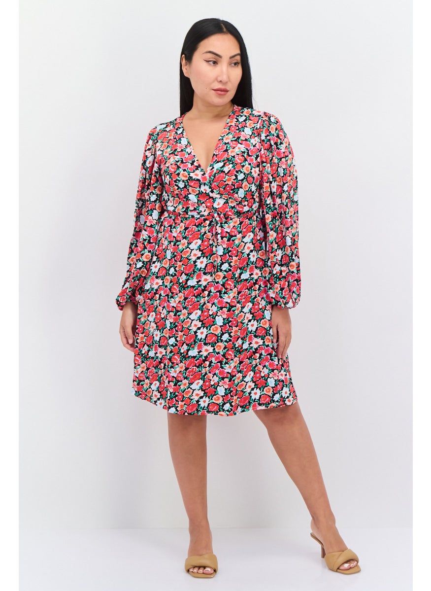 GLAMOROUS Women Floral Printed Wrap Dress, Pink  - Image 4