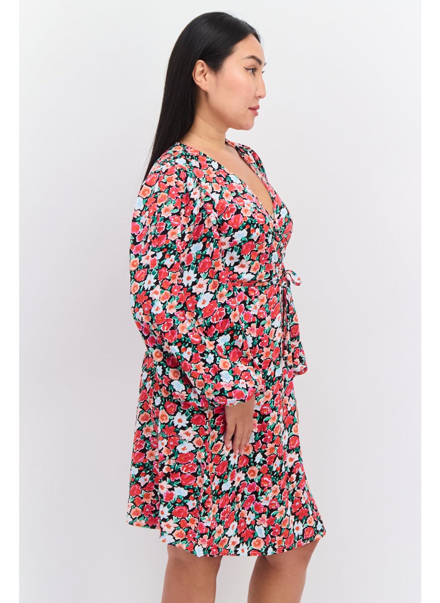 GLAMOROUS Women Floral Printed Wrap Dress, Pink  - Image 3
