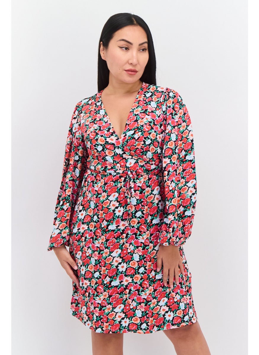 GLAMOROUS Women Floral Printed Wrap Dress, Pink  - Image 1