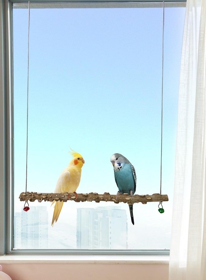 FlidRunest Bird Parrot Swing Toy, Natural Pepper Wood Bird Perch Stand, Hanging Bird Window Ceiling Swing Perch for Parrot Parakeet Conure Cockatiel Small Birds - Image 1