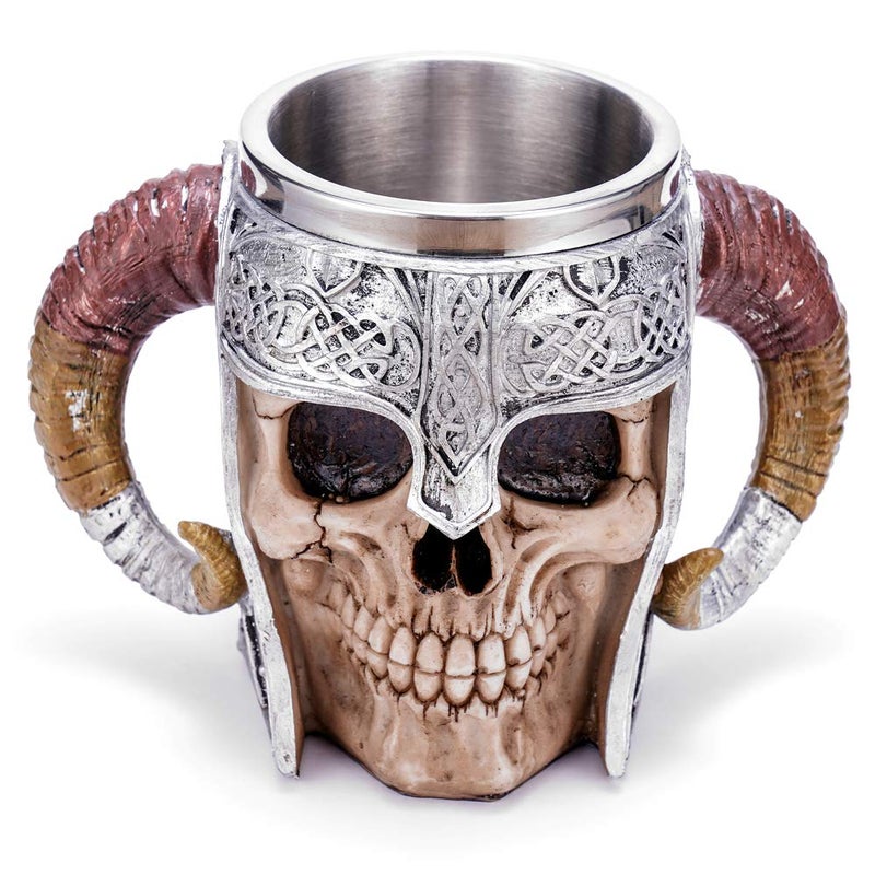 Arola Stainless Steel Viking Warrior Skull Beer Cup  17oz Medieval Tankard for CoffeeBeverageJuice 