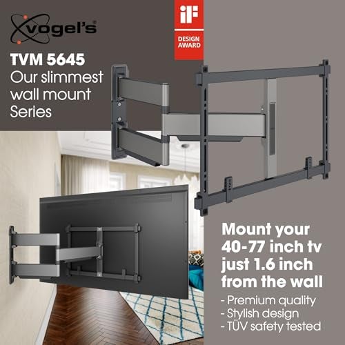 Vogel's Vogels TVM 5645 FullMotion UltraThin TV Wall Bracket for 4077 inch TVs Max 99 lbs Swivels up to 180 FullMotion TV Mount max VESA 600x400 - Image 3