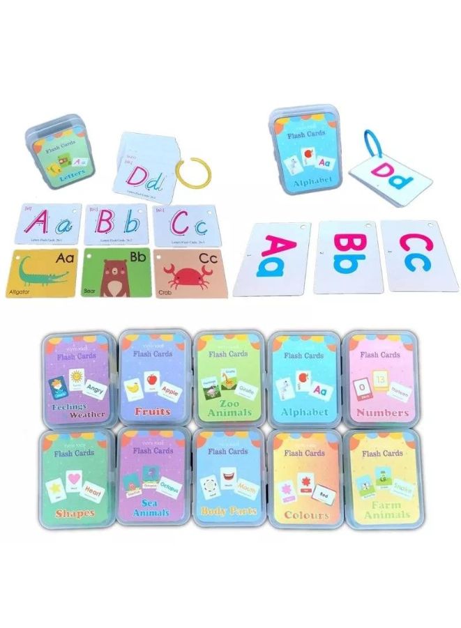 2 Sets Educational Flash Cards Pocket Card Preschool Teaching Cards for kids, Farm and Marine Animals Set - Image 3