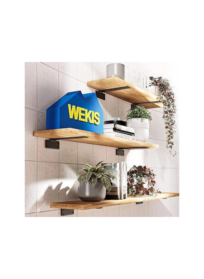 PROMASS promass 2 Pack Heavy Duty Floating Shelf Brackets 10 inch,1/5 inch Thick Black Metal Hidden L Brackets,Rustic Industrial Wall Shelving Supports  - Image 4