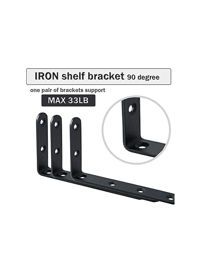 PROMASS promass Corner Brace 4 Pcs Shelf Bracket Heavy Duty Black Steel L Corner Brace, Decorative Joint Angle Bracket for Shelf Shelves Wall Hanging Bracket with Screws (125X75mm(5 InchX3 Inch)  - Image 5