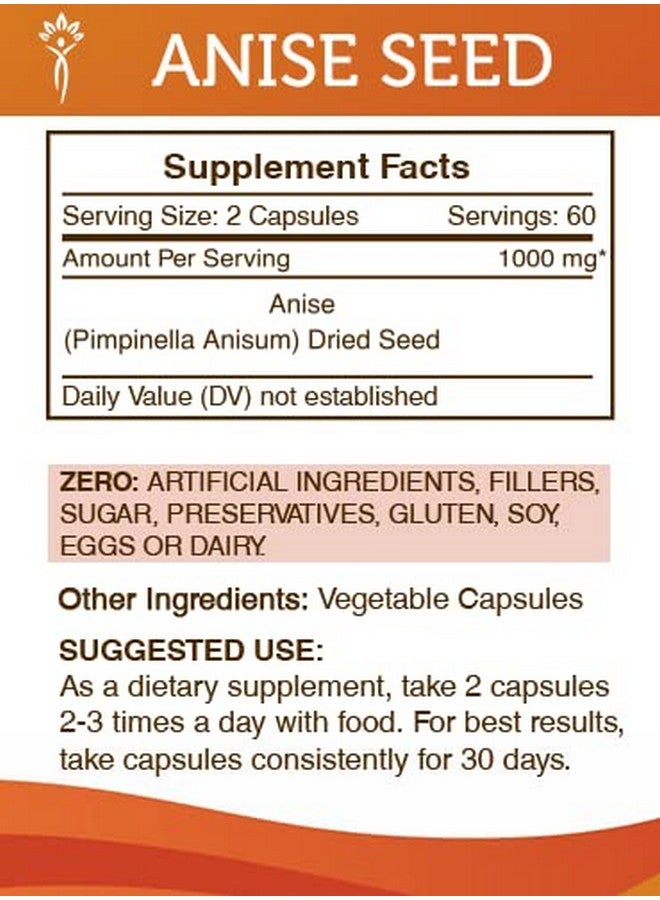 Secrets of the Tribe Anise Seed 120 Capsules, 1000 mg, Anise (Pimpinella Anisum) Dried Seed (120 Capsules) - Image 3