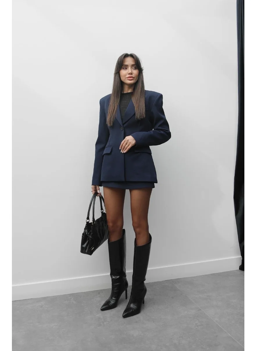 Havoş Navy Blue Vienna Jacket Skirt Set