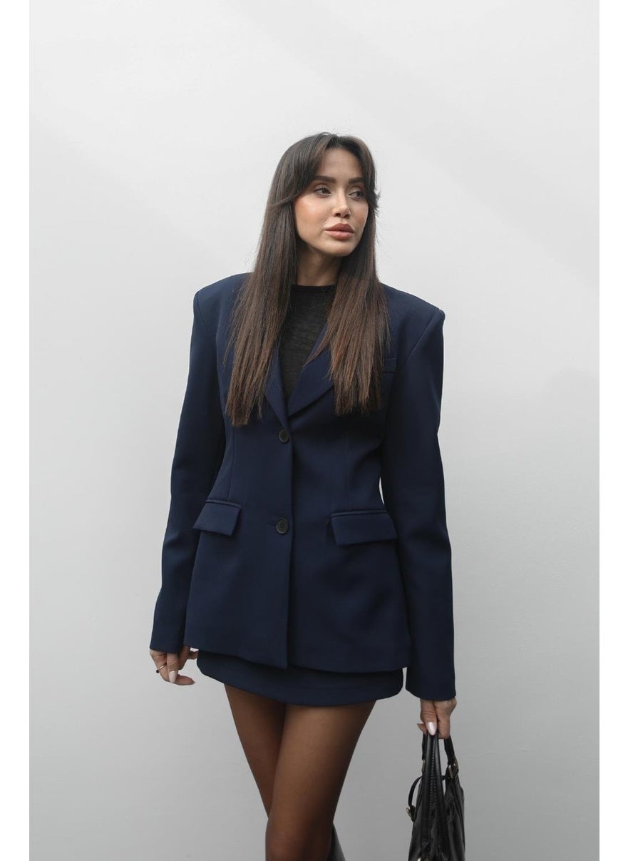 Havoş Navy Blue Vienna Jacket Skirt Set  - Image 3