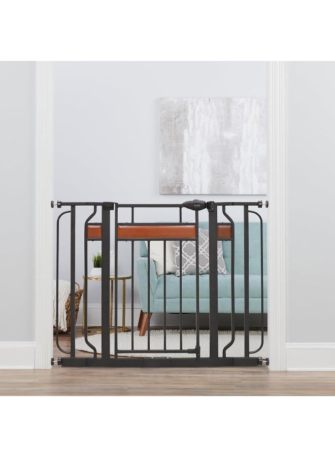 Regalo Home Accents Extra Wide Walk Thru Baby Gate, Includes Décor Hardwood, 4-Inch Extension Kit, 4-Inch Extension Kit, 4 Pack of Pressure Mount Kit and 4 Pack of Wall Cups and Mounting Kit - Image 1