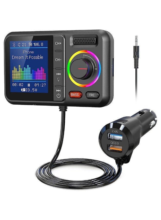 general Large Screen Car Bluetooth Player - FM Transmitter USB Charger TF Card U Disk Compatible Audio Adapter for Vehicle - Image 1