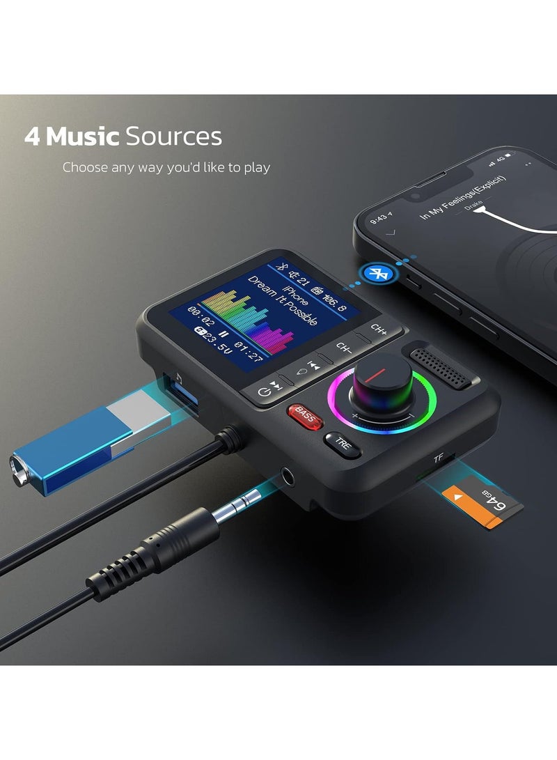 general Large Screen Car Bluetooth Player - FM Transmitter USB Charger TF Card U Disk Compatible Audio Adapter for Vehicle - Image 2