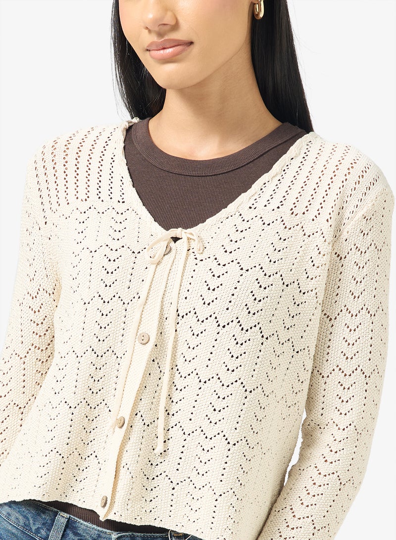 جينجر كارديجان محبوك بتفاصيل مفتوحة - Image 3