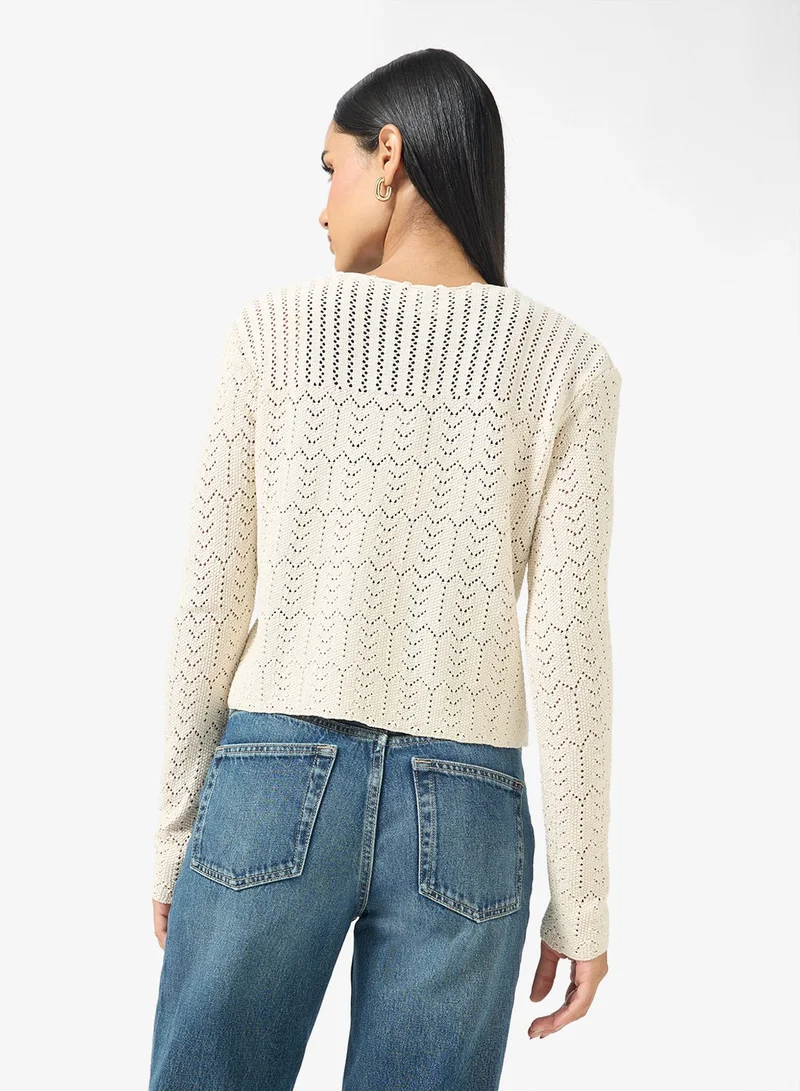 Ginger Knitted Openwork Detail Cardigan