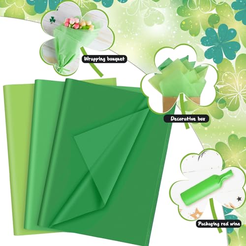 PLULON 60 Sheets Green Tissue Paper Bulk, Green Tissue Paper Sheets for Gift Bags for Saint Patrick's Day Gift Wrapping Birthday Wedding Holiday Flower - Image 3