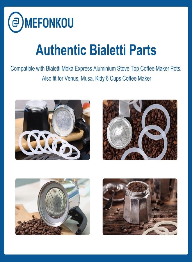 MEFONKOU 6 Cup Coffee Gasket for Bialetti Moka Aluminium Stove Top Espresso Machine Pots Express - 3 Gasket and 2 Stainless Filter - Image 4