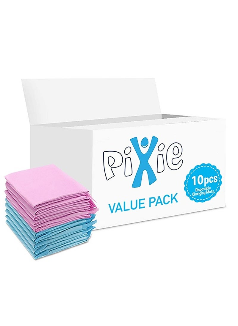 Pixie Pixie Disposable Changing Mats 10 Counts Soft Waterproof Mat Portable Leak Proof Changing Mat New Mom Leak Proof Under pad Mattress Table Protector Pad  - Image 1