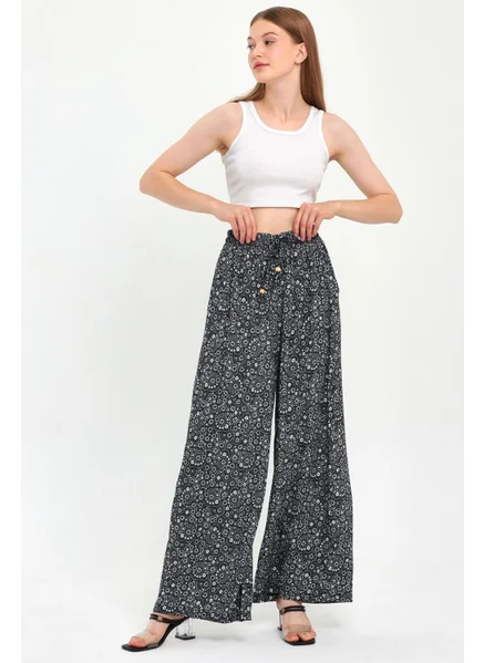 Alexander Gardi Elastic Waist Patterned Palazzo Trousers (B23-0043)