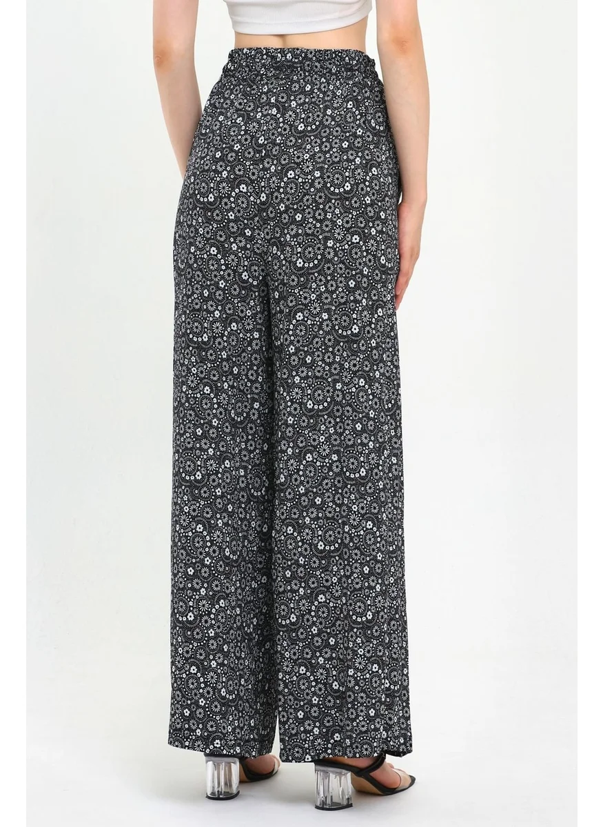 Alexander Gardi Elastic Waist Patterned Palazzo Trousers (B23-0043)