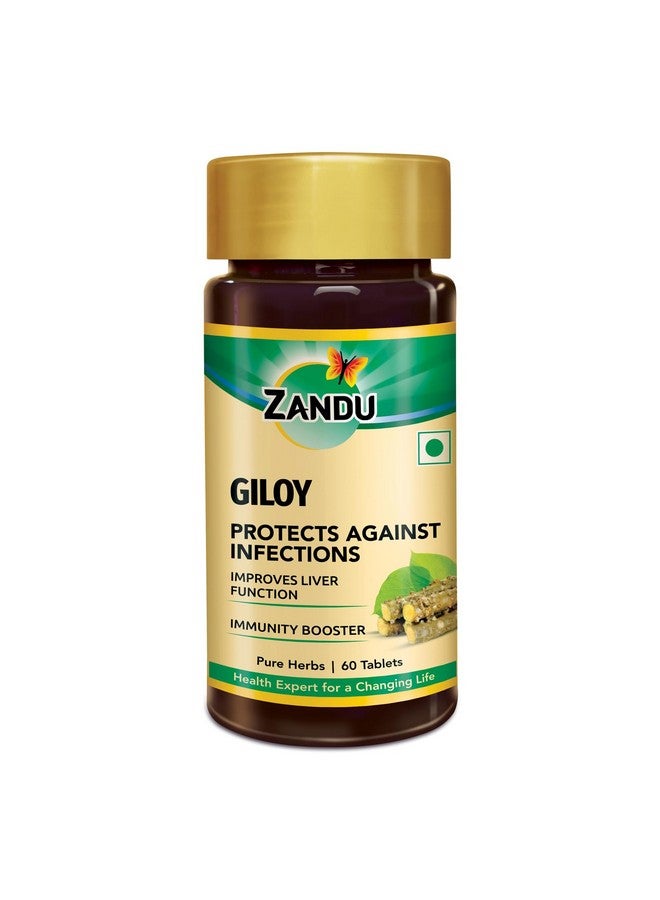 Zandu أقراص زاندو جيلوي مع مستخلص جيلوي النقي 100% | معزز مناعي أيورفيدي | يحمي من العدوى | يحسن وظائف الكبد | 100% أيورفيدي ونباتي (60 قرص) - Image 1