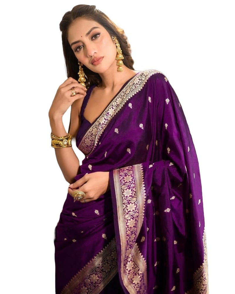 Avantika Fashion Women's Banarasi Saree Pure Kanjivaram Style Silk Saree With Blouse Piece for Wedding - Image 1