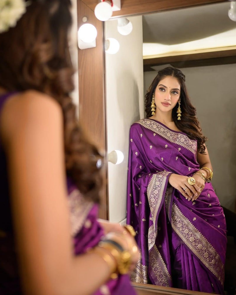 Avantika Fashion Women's Banarasi Saree Pure Kanjivaram Style Silk Saree With Blouse Piece for Wedding - Image 3