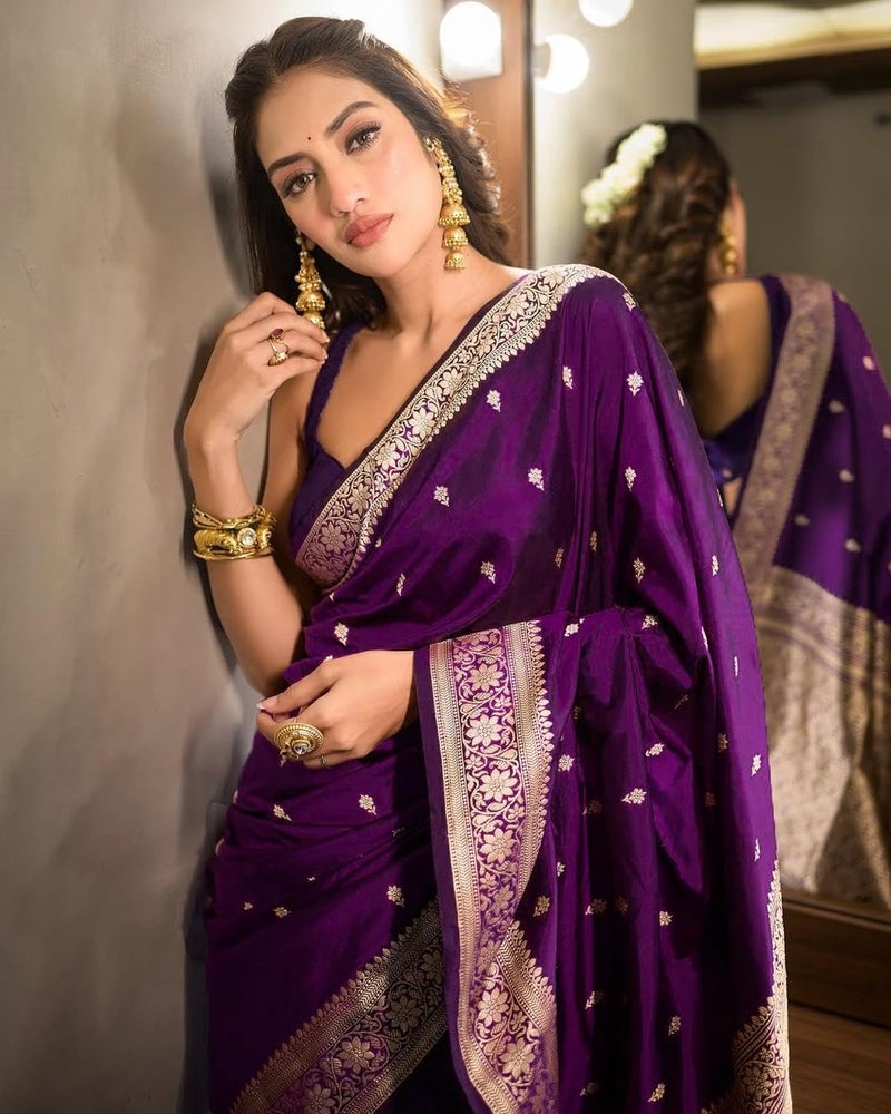 Avantika Fashion Women's Banarasi Saree Pure Kanjivaram Style Silk Saree With Blouse Piece for Wedding - Image 2