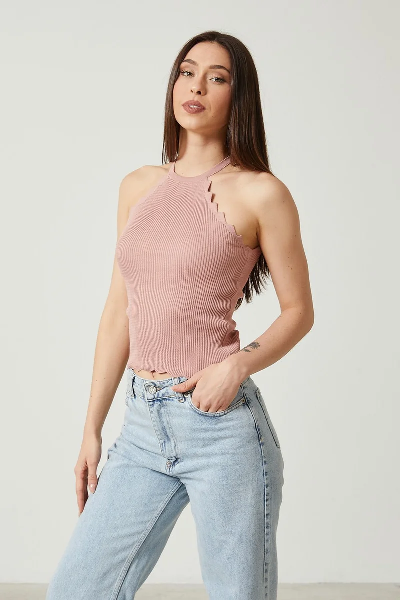 Twenty3 Women's Halter Collar Crop Knitwear Athlete