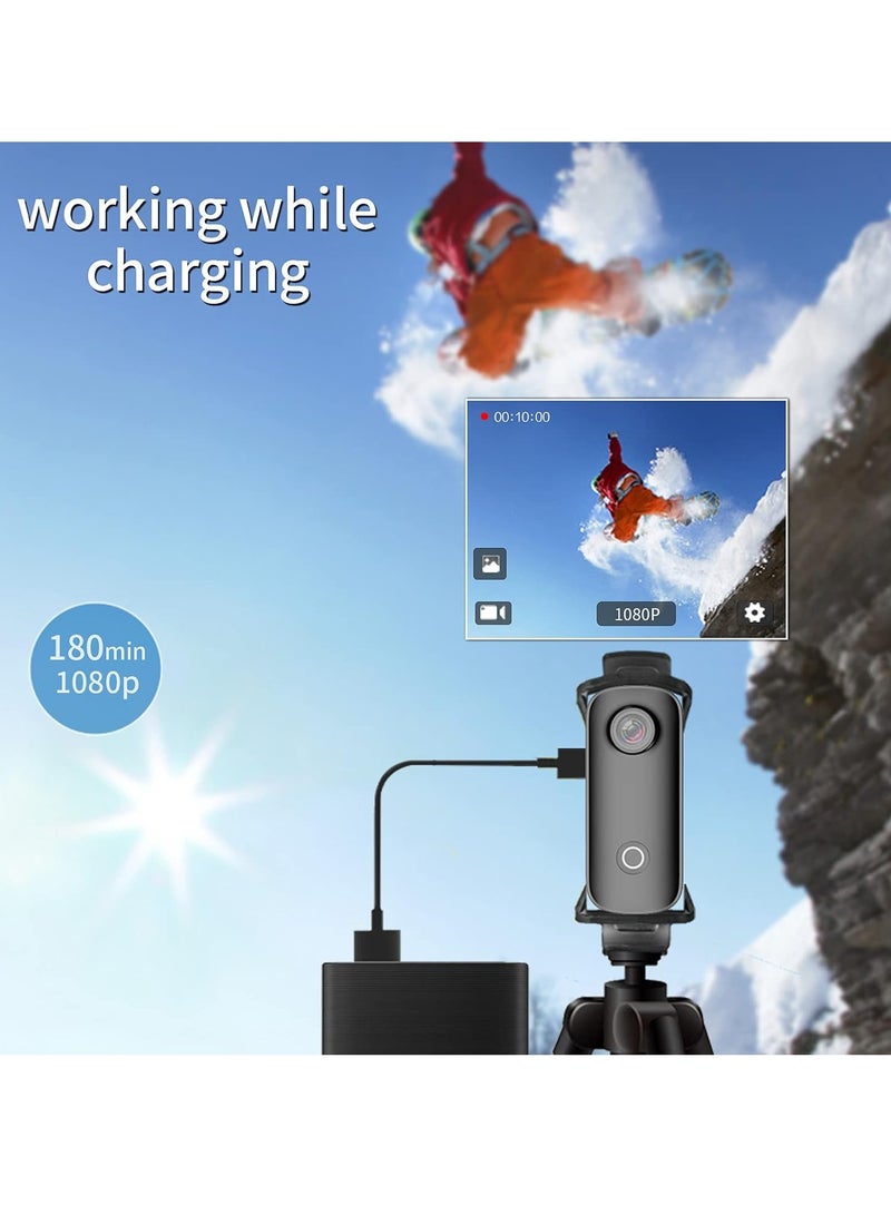 C100 Small Thumb Action Camera, 1080P 30FPS Waterproof Sports Video Camera, WiFi Wireless 15MP Imaging with Wearable Accessories for Travel, Sports, Vlog, Weighs 1 oz,(Black) - Image 5