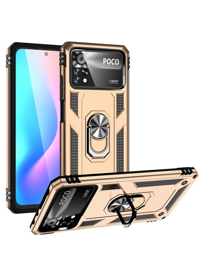 The Bros Case For Xiaomi Poco X4 Pro 5G Shockproof TPU + PC Phone Case with 360 Degrees Rotating Holder