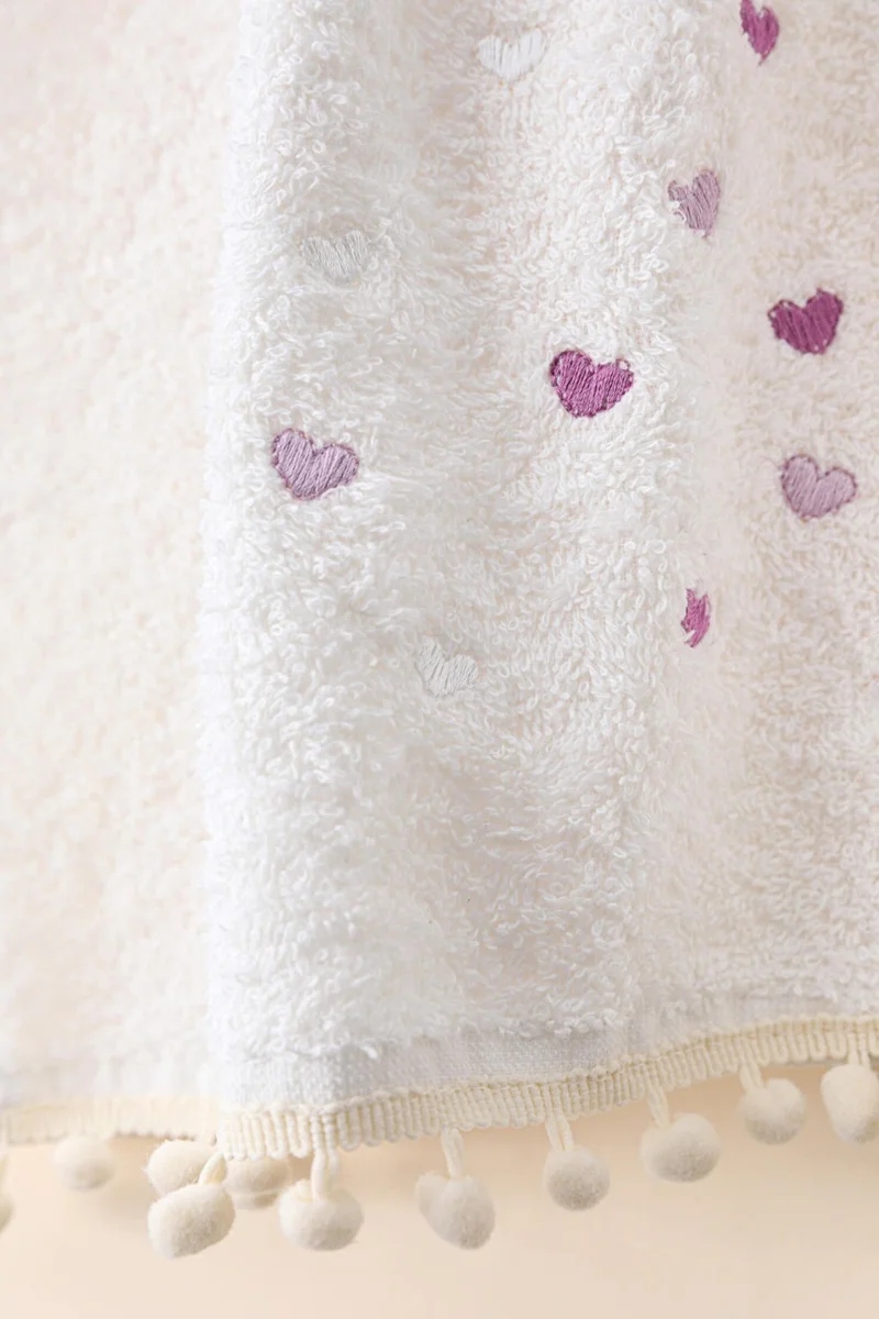 Favora Yoncagül Pompom 2-pack Hand and Face Towel - Ecru