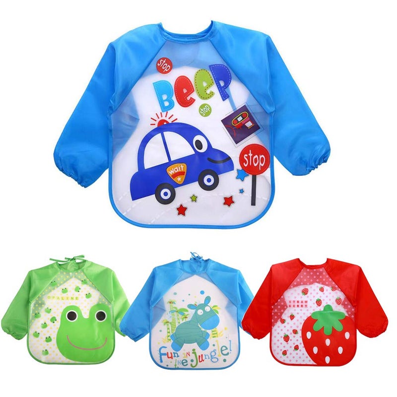EchoDone 4 Packs Waterproof Childrens Art Smock Kids Painting Aprons Long Sleeve Smock for Eating 14 Years - Image 3