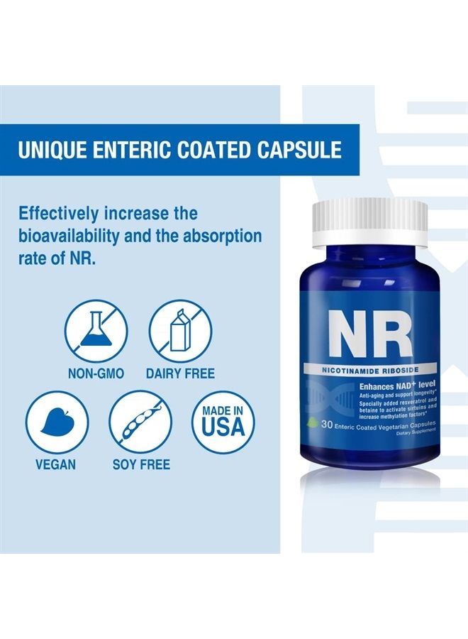 Lovita مكمل NR 350 مجم، مشابه لـ NMN، ريبوسيد النيكوتيناميد القوي مع الريسفيراترول والبيتين، مكمل عالي الامتصاص ومستقر من NAD لشيخوخة صحية، نباتي، 30 كبسولة - Image 5