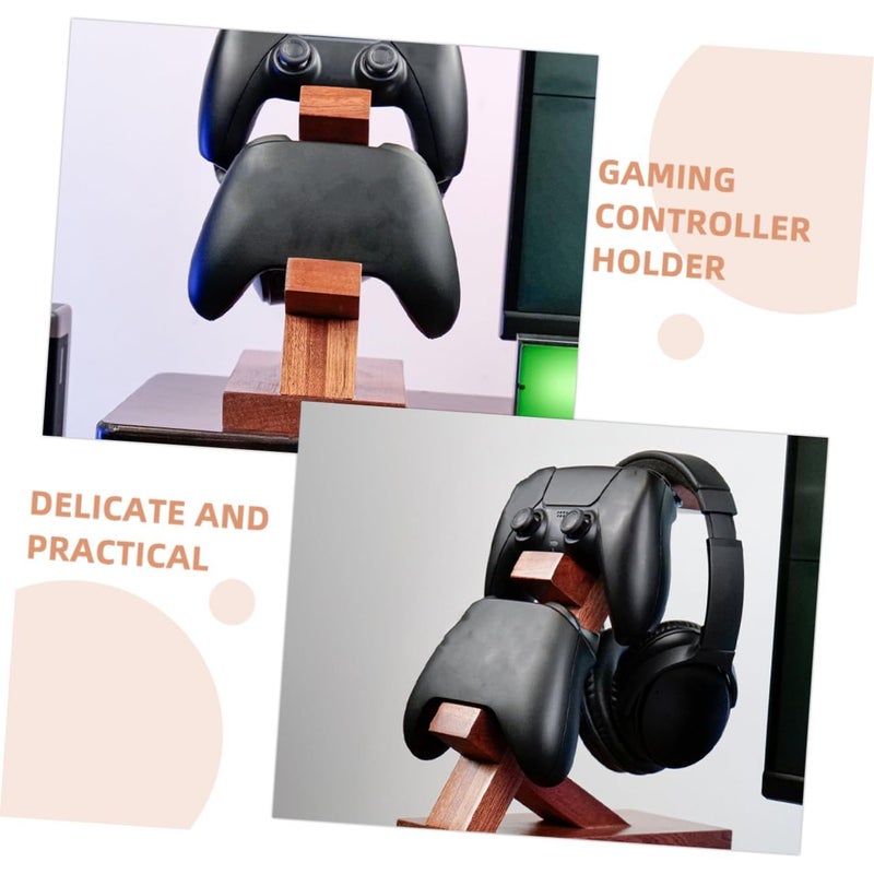 Multi Functional Wooden Controller Holder Stand For Game Accessories Sturdy Ergonomic Brown - Image 3