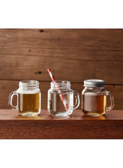 Hayley Cherie Hayley Cherie 2.5 oz Glass Mason Jars with Handles and Metal Lids, 10 pack, Air-tight, Small Favor Mugs with Chalkboard Labels for Drinks, Shots, Candy, Parties, Weddings, Gifts  - Image 3