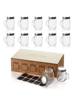 Hayley Cherie Hayley Cherie 2.5 oz Glass Mason Jars with Handles and Metal Lids, 10 pack, Air-tight, Small Favor Mugs with Chalkboard Labels for Drinks, Shots, Candy, Parties, Weddings, Gifts  - Image 1