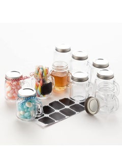 Hayley Cherie Hayley Cherie 2.5 oz Glass Mason Jars with Handles and Metal Lids, 10 pack, Air-tight, Small Favor Mugs with Chalkboard Labels for Drinks, Shots, Candy, Parties, Weddings, Gifts  - Image 2