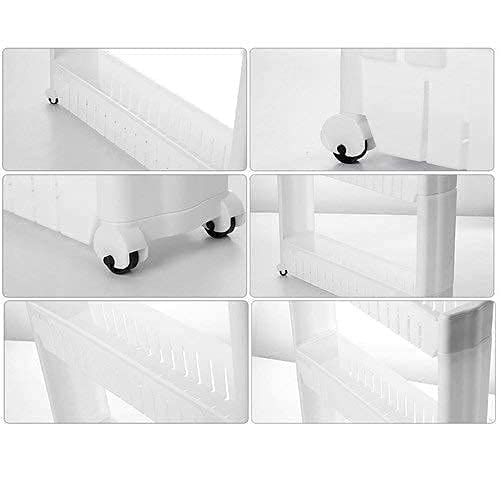 VISHVA 2 Layer Slide Storage Organizer Slim Rack Shelf with Wheels for Easy Movement Unbreakable Plastic white  - Image 4
