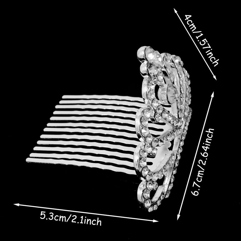 HONBAY "Honbay Princess Tiara Comb, Flower Girls Crystal Rhinestone Crown Hair Comb Hair Accessories" - Image 3