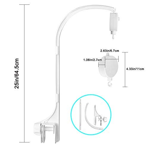 AIFUDA 25 Inch Baby Musical Crib Mobile Bed Bell Holder Infant Bed Decoration Toys Rotating Music Box Nut Screw Arm Bracket - Image 3